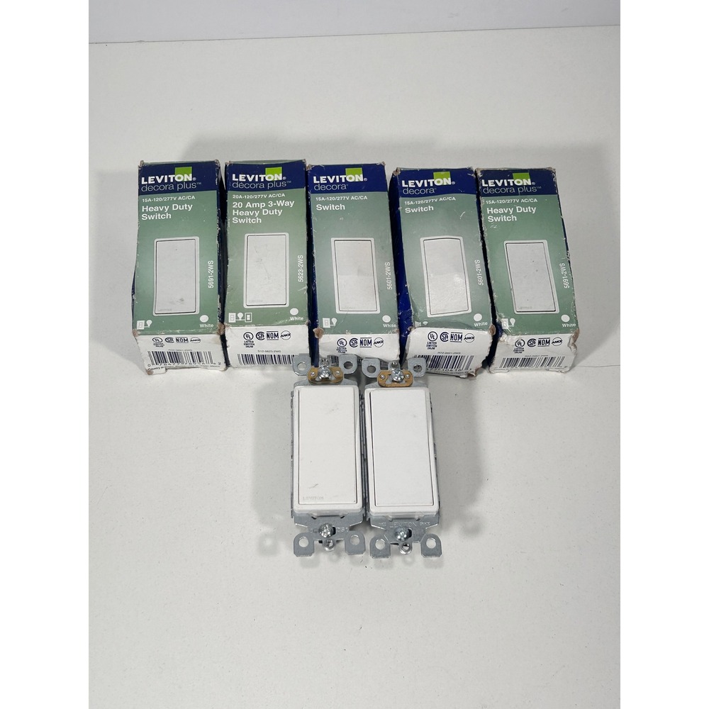 Leviton Decora Plus White Heavy Duty Rocker Switch Lot 15A 20A 5691-2WS 5623-2WS